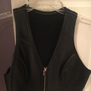 Black Leather (Front) Zip-Up Vest